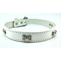 Obojok ozdobný, kostičky s kamienkami 2x45 cm biely